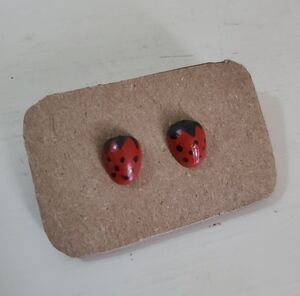 Hand Painted Strawberry Stud Earrings